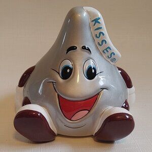 ADORABLE Vintage Hershey Kisses Figure Silver Ceramic Coin Bank Piggy Bank 2002